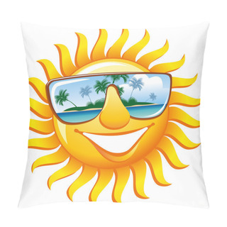 Personality  Cheerful Sun In Sunglasses Pillow Covers