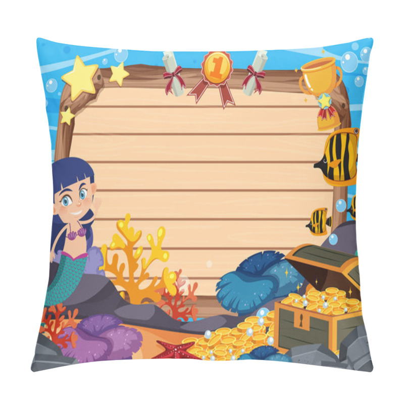 Personality  Banner template with mermaid and golden coins under the sea pillow covers