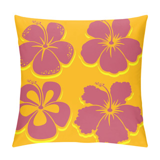 Personality  Vector Flower. Hibiscus Collection In Red. Pillow Covers