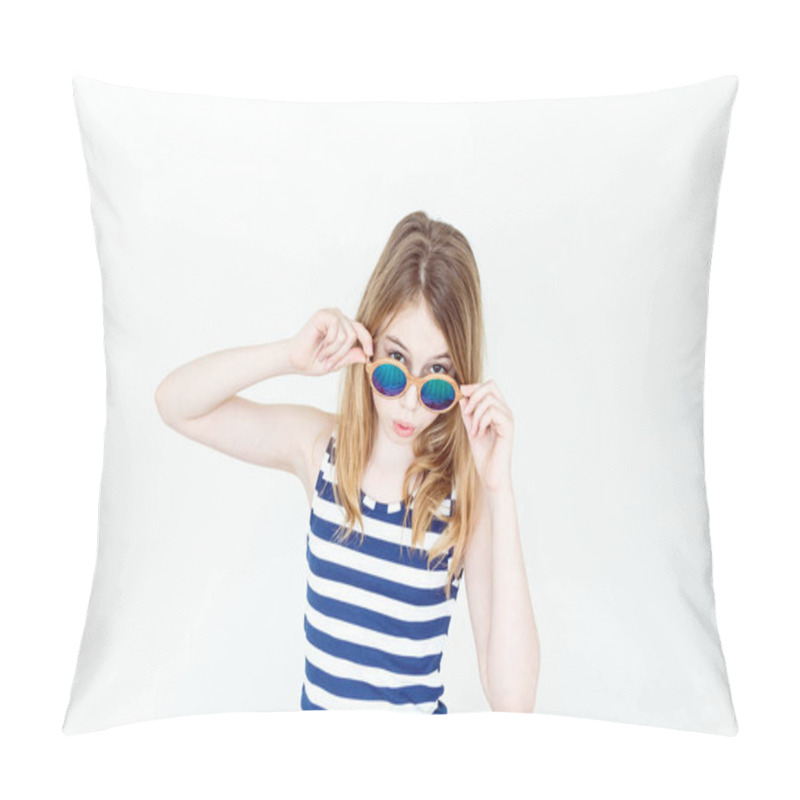 Personality  Cute Girl With Blond Long Hair Pillow Covers