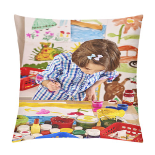 Personality  Child Painting In School Pillow Covers