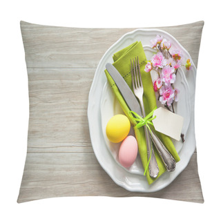 Personality  Easter Table Setting With Spring Flowers And Cutlery Pillow Covers