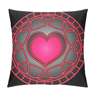 Personality  Pink Heart And Swirly Patterns In A Circle. Pillow Covers