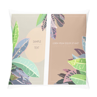 Personality  Invitation Card Design Of Tropical Plants (croton) Leaves Pastel Tint Color, Simple And Minimal Flat Design Template Pillow Covers