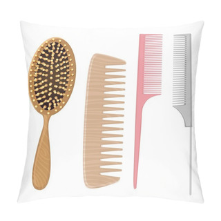 Personality  Hair Combs Set Isolated On A White Background Pillow Covers