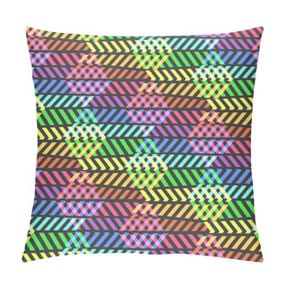 Personality  Abstract Break Zigzag Rainbow Pattern With Rhombus Pillow Covers
