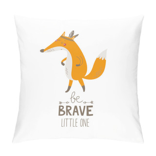 Personality  Poster With Cute Indian Fox In Cartoon Style  Pillow Covers