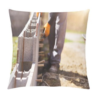 Personality  Bricklayer Putting Down Row Of Bricks Pillow Covers