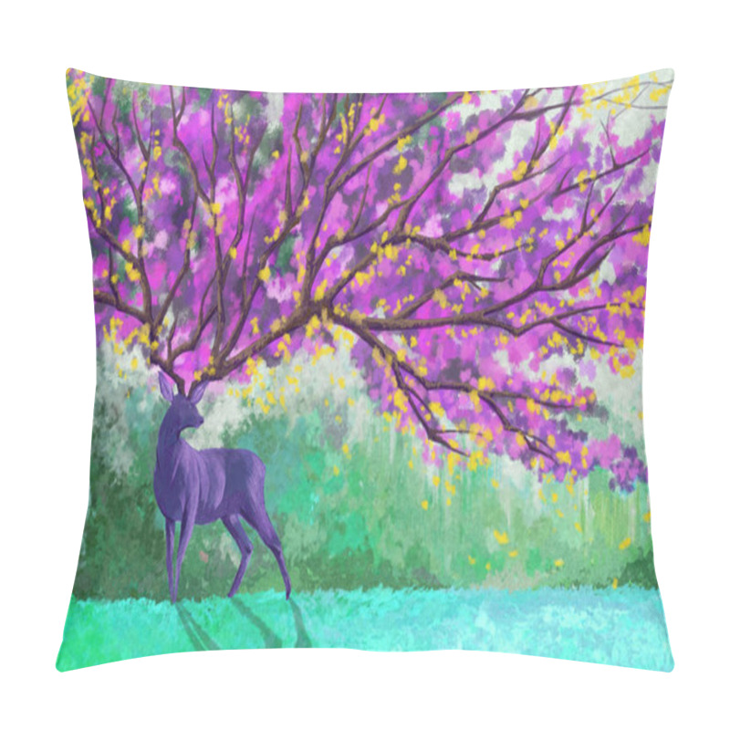 Personality  Deer Emperor Fantastic Version. Watercolor Style Digital Artwork  Pillow Covers