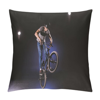 Personality  Bmx Cyclist Performing Stunt Pillow Covers