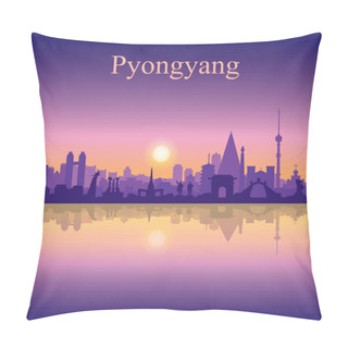 Personality  Pyongyang City Silhouette On Sunset Background  Pillow Covers