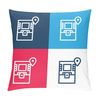 Personality  Atm Blue And Red Four Color Minimal Icon Set Pillow Covers