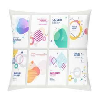 Personality  Set Of Brochure, Annual Report, Flyer Design Templates In A4 Size. Vector Illustrations For Business Presentation, Business Paper, Corporate Document Cover And Layout Template Designs. Pillow Covers