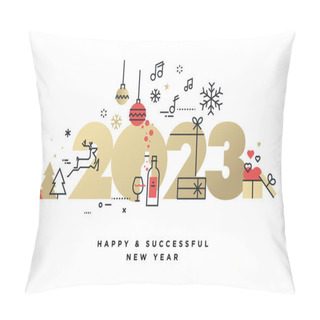 Personality  Business Happy New Year 2023 Greeting Card. Vector Illustration For Background, Greeting Card, Party Invitation Card, Website Banner, Social Media Banner, Marketing Material. Pillow Covers