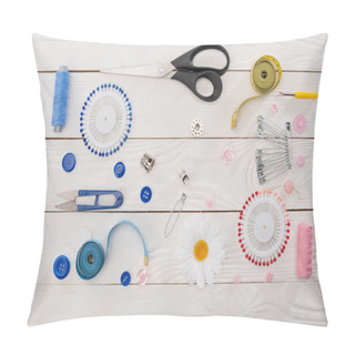 Personality  Workshop With Needlework Details And Tools Pillow Covers