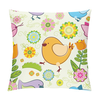 Personality  Seamless Background With Cartoon Birds Pillow Covers
