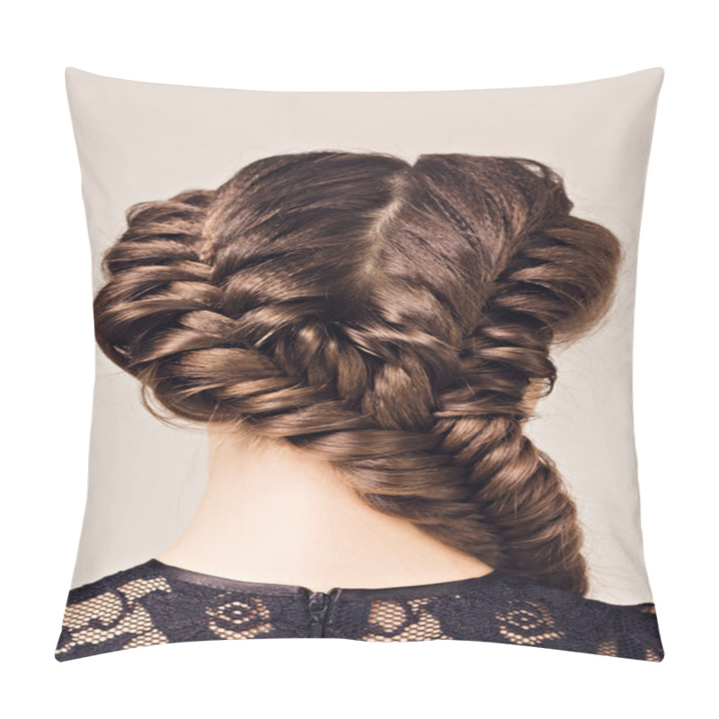 Personality  Hairstyle portrait of beautiful brunette girl pillow covers
