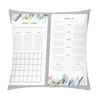 Personality  Monthly Planner Plus Weekly List Templates. Pillow Covers