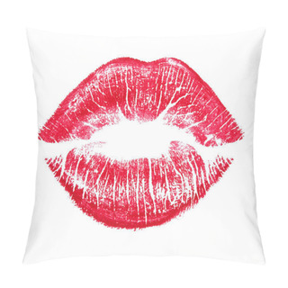 Personality  Red Lips Isolated On White Pillow Covers