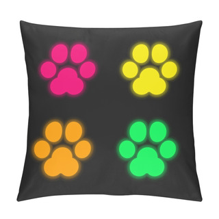 Personality  Animal Track Four Color Glowing Neon Vector Icon Pillow Covers