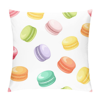 Personality  Seamless Pattern With Colorful Macaroon Cookies On White. Vector Illustration. Pillow Covers