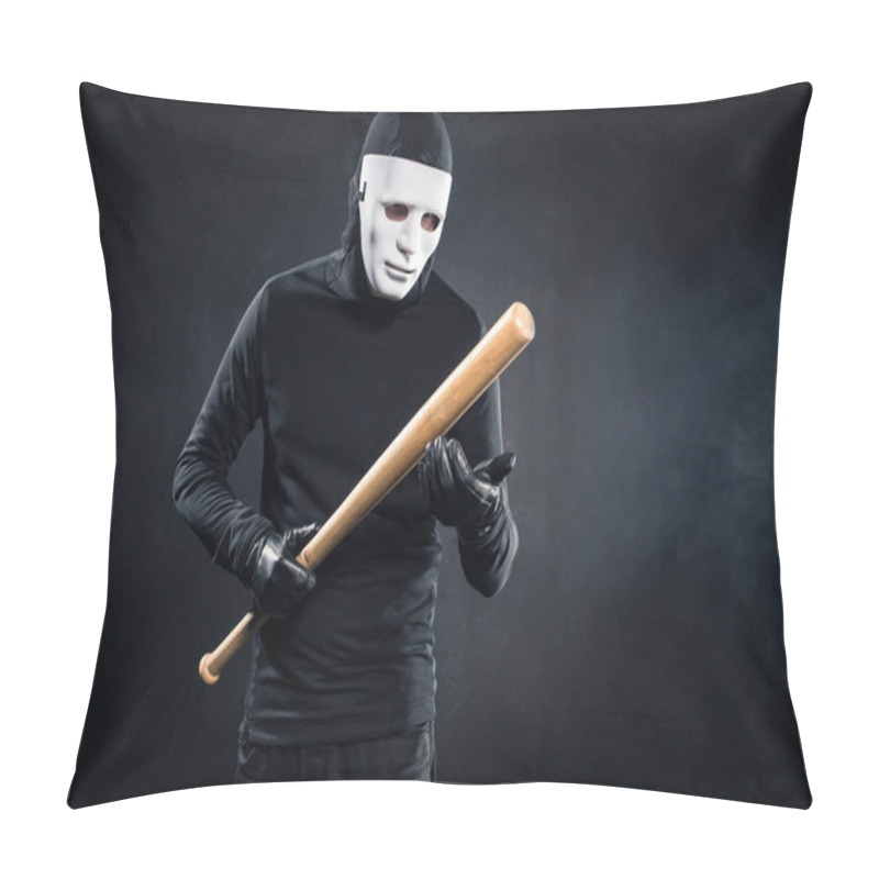 Personality  Criminal In Mask And Balaclava Holding Baseball Bat Pillow Covers