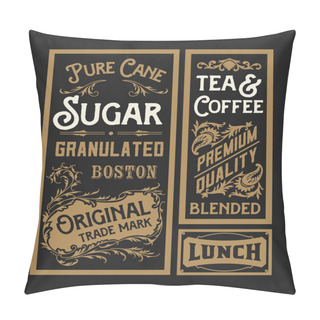 Personality  Set Of Old Advertisement Designs And Labels Pillow Covers