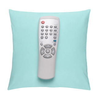 Personality  Tv Remote On A Blue Pastel Background, Top View, Minimalis Pillow Covers