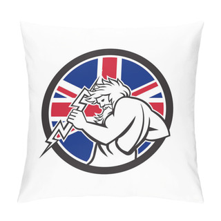 Personality  Zeus With Thunderbolt Union Jack Flag Icon Pillow Covers