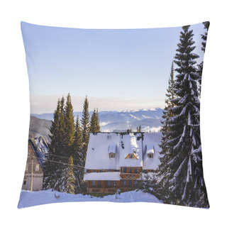 Personality  Beautiful Colorful Landscape In Snowmass - A Ski Resort With Background Of Small Residential Area  Huts Surrounded By Trees HDR Image In Aspen Colorado Pillow Covers