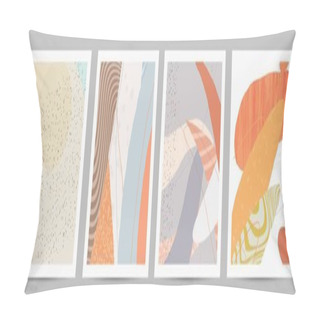 Personality  Abstract Square Template With Lines And Overlapping Paint Blobs. Contemporary Simple Composition. Modern Art Design. Natural Color Textured With Spots And Lines. Matte Colors. Pillow Covers