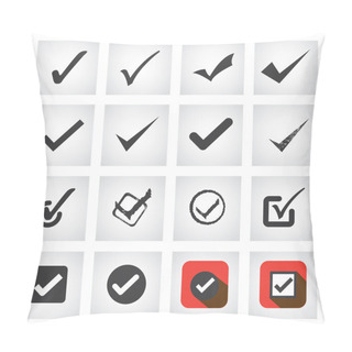 Personality  Tick Mark Or Right Sign Vector Icons Collection Set Pillow Covers
