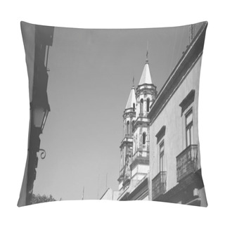Personality  Black And White Portrait Of Street In The Historic District Of Quertaro, Mexico Pillow Covers