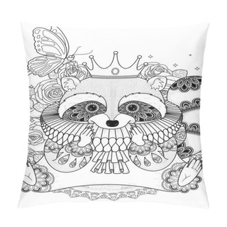 Personality  Adorable Raccoon Coloring Page Pillow Covers