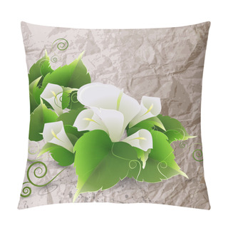 Personality  White Lily On Crumpled Paper Background Pillow Covers