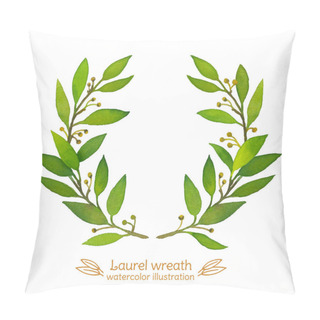 Personality  Laurel Bay Wreath Watercolor Illustration Pillow Covers