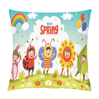 Personality  Spring Season With Cartoon Children Pillow Covers
