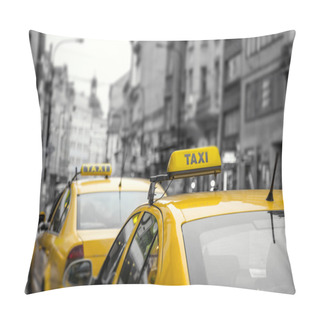 Personality  Yellow Taxi Cars On The Street Pillow Covers