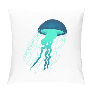 Personality  Blue And Green Hand Drawn Jellyfish With Glowing Texture Pillow Covers