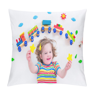 Personality  Little Girl With Wooden Train Pillow Covers