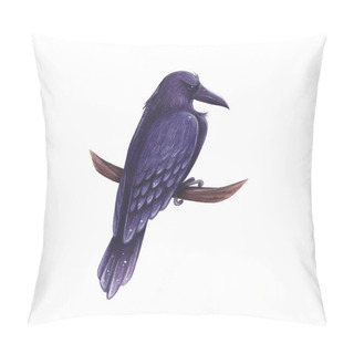Personality  Raven Hand-drawn Cartoon Illustration Pillow Covers