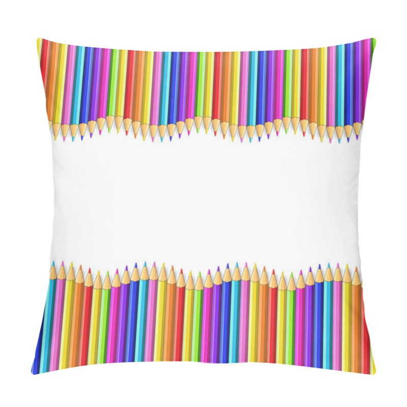 Personality  Vector square border made of multicolored wooden pencils isolated on white background. Wavy creative framework bordering template concept, banner, poster with empty copy space for text or image. pillow covers