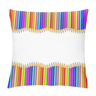Personality  Vector Square Border Made Of Multicolored Wooden Pencils Isolated On White Background. Wavy Creative Framework Bordering Template Concept, Banner, Poster With Empty Copy Space For Text Or Image. Pillow Covers