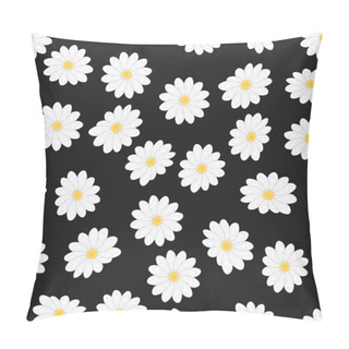 Personality  Seamless Vector Pattern With White Daisies On Black Pillow Covers