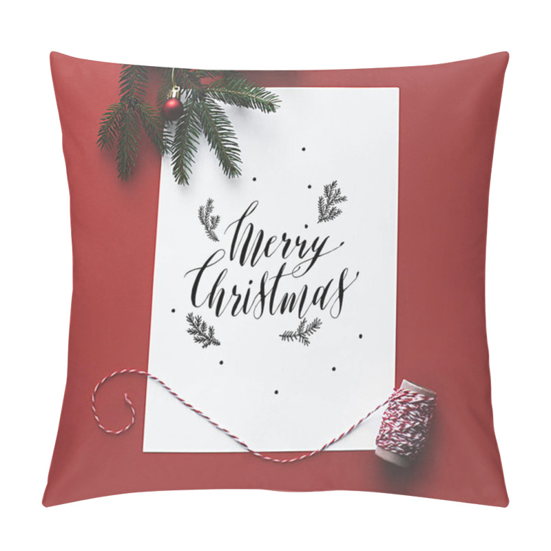 Personality  Christmas Card With Fir Tree Branch  Pillow Covers