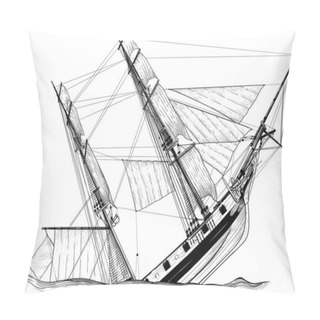 Personality  Submersible Pirate Sailing Ship Shipwrecked Isolated On White Background Pillow Covers