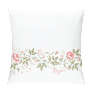 Personality  Seamless Floral Border With Roses And Butterflies Pillow Covers