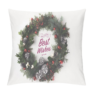 Personality  Christmas Wreath With Balls And Pine Cones Pillow Covers