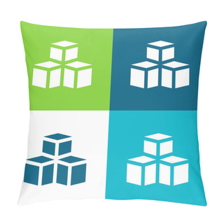 Personality  3d Model Flat Four Color Minimal Icon Set Pillow Covers
