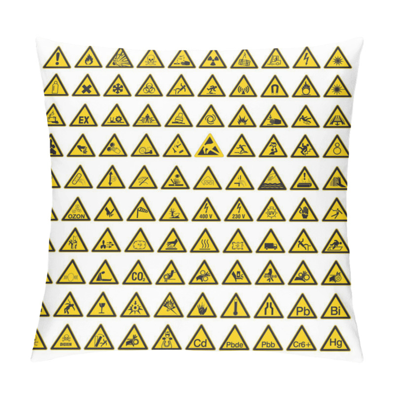 Personality  Safety signs warning set warndreieck BGV A8 triangle sign vector pictogram icon pillow covers